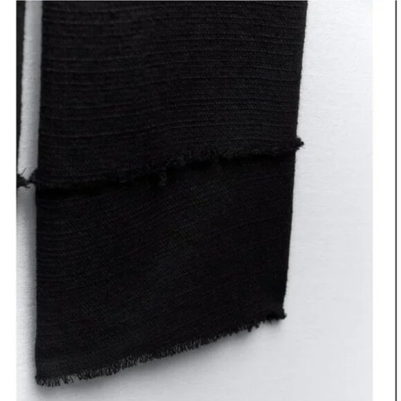 NWT ZARA FRAYED RUSTIC PANTS BLACK - Picture 11 of 12